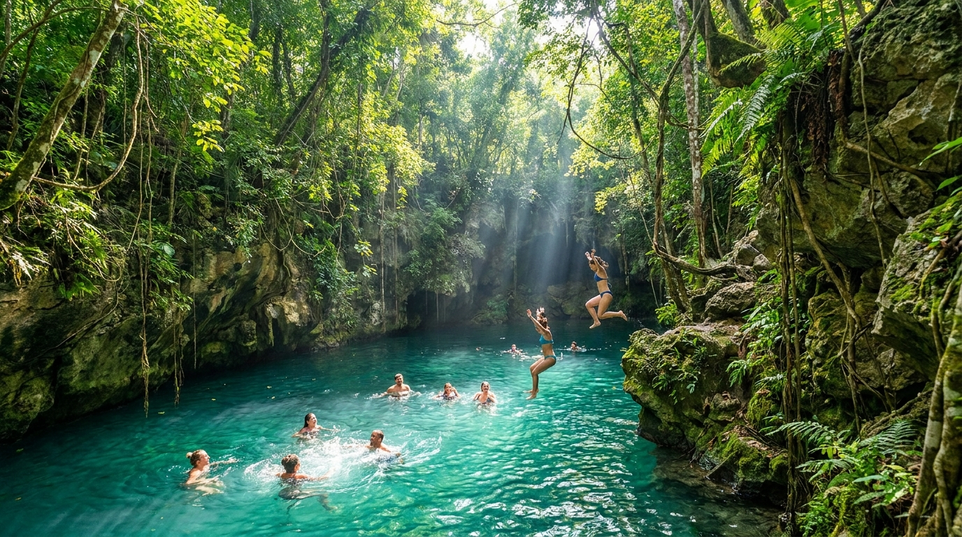 Cenote natural en la jungla dominicana